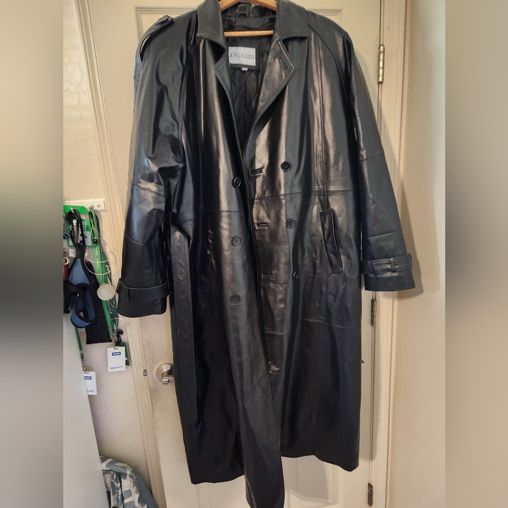 Pig Nappa Double Breasted Trench Coat LEATHER FULL LENGTH MEN TRENCH COAT Medium